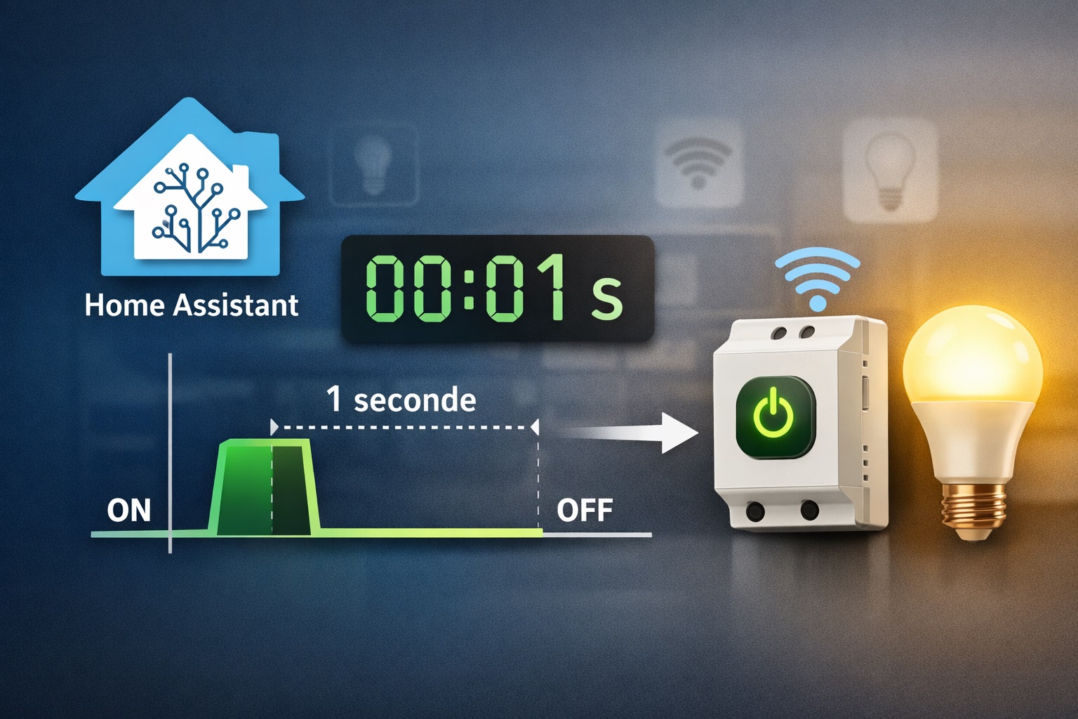 Impulsion 1 seconde dans home assistant Schéma simple montrant une impulsion 1 seconde dans home assistant